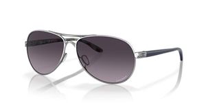 Oakley Women's OO4079 Feedback Pilot Sunglasses, Polished Chrome/Prizm Grey Gradient, 59 mm