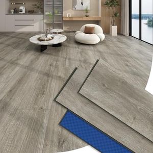 19.56 Sq.Ft SPC Vinyl Flooring Plank Click‑Lock Rigid Core Wood Look Luxury Waterproof Floor Tile 5 Planks with IXPE Pad 9"×62.6" x8 mm 30mil Wear Layer Scratch Resistant,White Stone