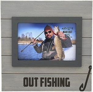 Pavilion - Out Fishing Wood Tabletop Picture Frame, Holds 4 x 6-inch Photo, Rustic Picture Frames, River Vacation Photo Frame, Fishing, 1 Count, 8.75 x 8.75 inches Overall in Size