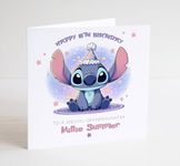 Stitch Birthday Card, Magic Castle, Personalised, Any Name and Age - Lilo & Stitch