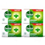 Dettol Original Soap Bars, 4 x 100g, Antibacterial soap bars bundle, Quickly eliminates bacteria