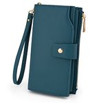 UTO Wallets for Women Wristlet RFID Large Capacity PU Leather Clutch Card Holder Organizer Ladies Purse Strap 459 Indigo CA