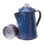 GSI Outdoors, 12 Cup Percolator Coffee Pot, Enameled Steel Coffee Boiler Kettle for Camping, Cabin, RV, Home Kitchen & Backpacking, Blue