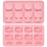 Hello Kitty Silicone molds,Small ice mold,Chocolate tray for Sugarcraft, Birthday Cake Decoration, Gum paste Icing, Candy Chocolate Cupcake Topper Decorating and DIY Baking Tools 8 Cups 2 pack
