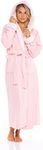 Alexander Del Rossa Women's Warm Fleece Robe with Hood, Long Plush Bathrobe, 1X-2X Pink Rose Quartz with Sherpa Contrast (A0273RSC2X)