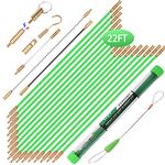 FTIHTRY 22FT Fiberglass Running Electrical Wire Cable Glow Rods Wire Pulling, Fish Rods Electrical Kit with 8 Different Attachments and Fish Tape Wire Puller Kit, GREEN (002)