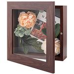 Golden State Art, 8x8 Shadow Box Frame Display Case, 2-inch Depth, Great for Collages, Collections, Mementos, 6 Pins Included (Brown, 1 Pack)