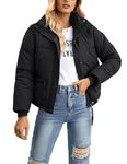 Arssm Puffer Jackets Women Winter Cropped Puffy Coat Lightweight Short Warm Crop Packable Quilted Jacket Outerwear, Black, Large