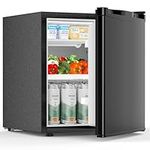 COWSAR 1.7 Cu.Ft Mini Fridge with Freezer, Compact Refrigerator with 7 Temperature Settings, Energy-efficient Low Noise Small Refrigerator Suitable For Dorm, Office, Bar, RV (Black)