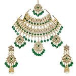 Lucky Jewellery Designer Green Color Kundan Jewelry Padmaavat Necklace Set for Girls & Women (2670-QSK-566-G)