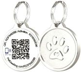 Pet Dwelling Premium NFC & QR Code Smart ID Tag for Dogs - Easy Scanning, Instant Profile Access, Real-Time Location Alerts(Silver Paw)