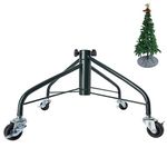 Ouvin Foldable Heavy Duty Christmas Tree Stand for 7 Foot Artificial Tree Holder with 4 Wheels (Green)