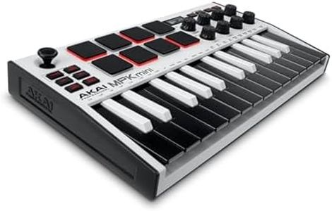 AKAI Professional MPK Mini MK3 - 25 Key USB MIDI Keyboard Controller With 8 Backlit Drum Pads, 8 Knobs and Music Production Software Included, White