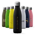 Tirita Personalised Water Bottle - Thermal Travel Flask for Hot & Cold Drinks - Insulated Stainless Steel Bottle - Gym, Office, School Drink Bottles - 500ml water bottle [02- Name in Gold]