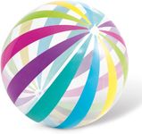 Jumbo Beach Ball 42 inch Inflatable Glossy Colorful Transparent PVC Giant Beach Ball w/Repair Patch in Polka-Dot or Rainbow Stripes