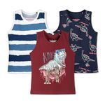 Real Basics Unisex Boys Regular Fit Vests(Rb-Bb-Tvest-P4-78-Mdino_Multicolor_7-8 Years)