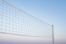 AMZ Professional Volleyball Net Outdoor Sand, Grass Volleyball Nets for Backyard, Portable Beach Kids Pro Volleyball Practice Net Set 32X3FT (4 Side Tape) (White)
