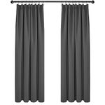 Deconovo Thermal Insulated Blackout Curtains for Bedroom, Thick Soundproof Pencil Pleat Curtains 46 x 63 Inch, Grey, 2 Panels