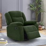 duroflex Avalon - Rocking & Revolving Single Seater Fabric Manual Recliner in SAP Green Colour