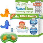 WaterDam Swimming Ear Plugs Great Waterproof Ultra Comfy Earplugs Prevent Swimmer's Ear (Size 1+1: Toddler 1.5-4yr (Blue Orange))