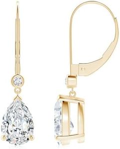 ANGARA Pear-Shape Lab-Grown Diamond Leverback Drop Earrings with Diamond Accent in 14K Yellow Gold for Women (Size-9x6mm | Carat- 3 Ct tw.) | April Birthstone Jewellery for Her