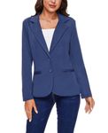 MINTLIMIT Women Jacket Blazers Jersey Knit Suit Jackets Buttons Outerwear Single Welted Pockets (Navy S)