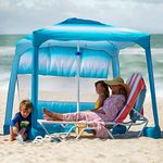 AMMSUN Beach Cabana, 6.2'×6.2' Beach Canopy, Easy Set up and Take Down, Cool Cabana Beach Tent with Sand Pockets, Instant Sun Shelter with Privacy Sunwall, Sky Blue