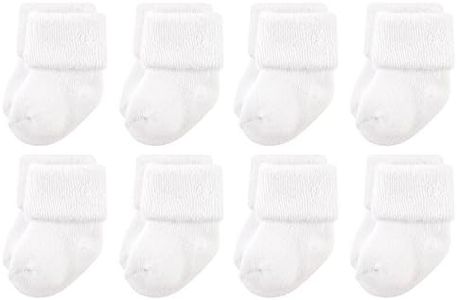 Luvable Friends Unisex Baby Newborn and Baby Terry Socks, White, 0-6 Months