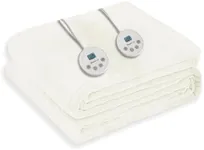 Wapaneus Heated Blanket Electric Queen Size 84"x90"-Dual Control with 10 Heat Levels 12 Timer Settings and 8 Hours Auto-Shut Off,Fast-Heating Electric Blanket,ETL Listed Machine Washable,Ivory
