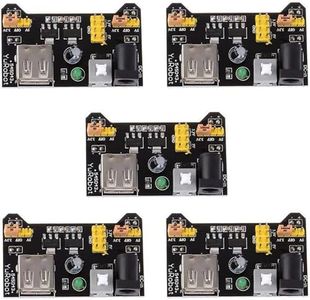 5 Packs 3.3V & 5V Power Modules, Suitable for MB102 102 Prototype Circuit Boards, Powered by DC 6.5-12V or USB Power Modules.