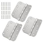 304 Stainless Steel Door Hinges 4 Inch Ball Bearing Door Hinges Interior & Exterior Door Hinges 4'' X 4'' for Left & Right Doors with 5/8" Radius Corners