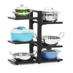 Livzing 6-Tiered Shelf Adjustable Metal Kitchen Organizer Shelf - Floor Mount Pot Rack, Pan Organizer, Cooker Organizer For Kitchen, Rust-Free & Scratch-Resistant - Space Saving Kitchen Storage Rack