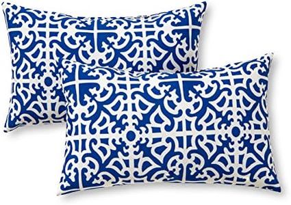 Greendale Home Fashions AZ5811S2-INDIGO Azure Outdoor Rectangle Throw Pillow (Set of 2)