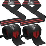 Wrist Wraps & Lifting Straps (Bundle Pack) - Professional Quality 20" Wrist Support with Heavy Duty Thumb Loop - Weightlifting Support for Men/Women - Black/Red - Nordic Lifting