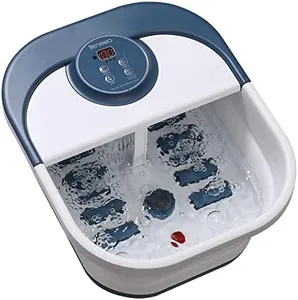 Tenswa Collapsible Foot Spa Bath Massager with Heat, Bubbles, Pedicure Foot Spa with 8 Rollers, Foot Spa Tub for Stress Relief, Foot Soaker with Mini Acupressure Massage Points & Temperature Control