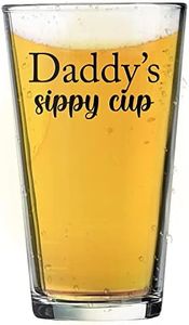 Daddy's Sippy Cup Beer Glass, 16OZ Unique Gag Gifts for New Dad, Funny Christmas Birthday Retirement Father’s Day Gag Gifts Ideas for New Dads Father Husband Papa from Daughter Son Kids