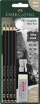 Faber-Castell Pitt Graphite Matt Pencils Set, Includes 4 Pencils 2B, 6B, 10B, 14B, Rubber Eraser And Pencil Sharpener, Ideal For Artists, For Blending, Shading, Drawing, Graphite, Sketching, Charcoal