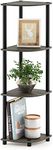 STAR WORK Set of 4 Tier Corner Shelf, Industrial Wall Corner Bookshelf with Metal Frame, Corner Storage Rack Shelves Display Plant Flower, Stand Bookcase for Home, Office, Kitchen (3.7X2X1 Feet)