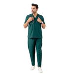 DRx5 Scrubs Suit for Men - Classic V-Neck Healthcare Uniform Set | Premium Blend for Comfort and Durability | Ideal for Doctors, Nurses, and Hospital Staff (Bottle Green, X Small)