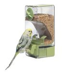 Automatic Bird Feeder, No Mess Bird Cage Feeder with Perch for Parakeet Canary Cockatiel Finch (Green)