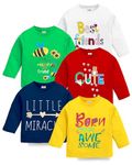 Kuchipoo Baby Boys' & Baby Girls Cotton Blend Regular Fit T-Shirt - Combo Of 5 (Kuc-Tshrt-113-12-18 Months, Multicolored)