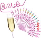 19Pcs Bride Straws - Bachelorette Party Favors Bridal Shower Gifts for Bride to Be Drinking Straws, 1 Large Bride and 18 Small Straw Bachelorette Decoration Party Supplies