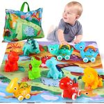 ALASOU 9 PCS Dinosaur Fantastic Creatures Toys with Playmat/Storage Bag|Baby Car Toys for 1 Year Old Boy|1st Birthday Gifts for Toddler Age 1-2|1 Year Old Boy Birthday Gift for Infant 6 12 18 Months