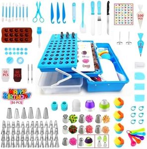 YOQXHY 387 Pcs Cake Decorating Kit Piping Bags and Tips Set,with 64 Icing Tips,102 Pastry Bags,5 Couplers,Cake Spatulas,More Cupcake Cookie Decoration Tools,Toolbox, (Blue)