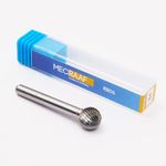 MECRAAF® Super Grade Carbide Rotary Burr Cutter|Single Cut| 6mm Shank (1/4") | Head Dia:12.7 mm|Die Grinder Bit| Ball Shape | for Metal Wood Carving Engraving Polishing Drilling (S4)