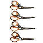 KUONIIY Scissors 8 Inch Ultra Sharp Titanium Coating Blades Soft Comfort-Grip Handles Multi-Purpose Scissors Set of 4