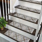 Sussexhome Carpet Stair Treads for Wooden Steps - Indoor Staircase Step Treads with Thick Carpet & Pattern Design - Self Adhesive Safety Treads to Prevent Slipping - Pet & Kid-Friendly - 13-Pack
