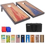 GoSports 4 ft x 2 ft Regulation Size Premium Wood Cornhole Set - Vintage Wood Designs - Rustic Wood