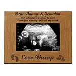 ukgiftstoreonline New Baby Pregnancy Scan Wooden Brown Photo Frame Nanny & Grandad Gift 6"x4"