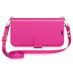 OCASE for iPhone 16 Plus Wallet Case with Shoulder Strap Phone Case for Women Crossbody Phone Case with Card Holders RFID Blocking Kickstand Shockproof TPU Inner Shell 6.7 Inch-Rose
